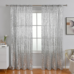 Tikitud Sequin L&auml;bipaistev Kardinapuu Kardinad Dekoratiivsed Kardinad 130*160cm（One Piece） h&otilde;be