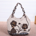 Yogodlns Vintage linane k&auml;ekott naistele rahvusliku stiiliga top - k&auml;epidemega kott Keskealiste naiste &otilde;lakott Art Tote emakott 30*10*20cm gray