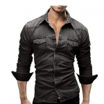 Meeste S&uuml;gis Denim S&auml;rk L&uuml;hikeste Varrukatega Pehme Puuvill Kaks Taskut Kitsas Kerge Elastne Teksad Cowboy S&auml;rk Meeste S&auml;rgid M