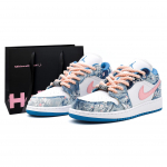 Jordan Air Jordan 1 Denim, Nahk Kulumiskindel Kulumiskindel Madalad Vintage Korvpallijalatsid Naiste Sinine DM8947-100(Meeskond-BOX) 35.5