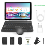 BDF P90 Android 13 Tahvelarvuti 10,1 tolli 1280x800 IPS 3G/4G SIM-kaart Max 4 GB RAM 64 GB ROM 5000 mAh Type-C Metallkorpus Tahvelarvuti PC Wi-Fi Standard Version roheline