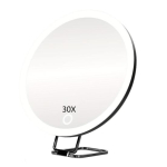 10/20/30X Suurendav Peegel LED-valguse ja Pintsettidega 360 Kraadi P&ouml;&ouml;rlev Kaasaskantav Seinale Riputatav K&auml;eshoitav Laua-peegel Meestele Naistele Suurendusega Meigipeegel 30X must