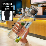 1500ML/2000ML suur maht k&otilde;rge boorsilikaatklaasist veepudel l&auml;bipaistev piima- ja mahlaklaas v&auml;litingimustesse kaasaskantav termokruus 1500-2000ml