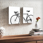 2 tk/komplekt Vintage Jalgratta Kunsti &Otilde;limaal L&otilde;uend Puidust Raamiga Seinakunst Kodu Ruumi Kaunistused (as the picture,30x40cmx2pcs) white