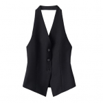 Naiste halter V-kaelusega &uuml;likonna vest n&ouml;&ouml;bitav seljatu bleiser vest varrukateta l&uuml;hike tanktopp vintage pidulik vest M