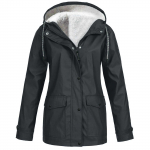 Naiste Solid Plush Rain Outdoor Plus Size kapuutsiga vihmamantel Tuulekindel jope S