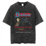 Vintage pestud must l&uuml;hikeste varrukatega T-s&auml;rk Bloodborne'i Press Start Button graafilise tr&uuml;kiga Soulsborne'i f&auml;nnidele S mitmev&auml;rviline