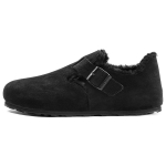 Birkenstock London Shearling Seeria Nahk Suede Vabaaja P&otilde;rutust Summutavad Madalad Moodsad Tossud Unisex tossud Must 1014961 40 black