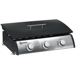Gaasigrill kaanega, 3 p&otilde;letit, rasvakogumiskauss, mittenakkuv plaat, 63x47x25 cm, must/h&otilde;bedane 63 x 47 x 25 cm must