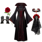 T&uuml;drukute Cosplay Punane Vampiir Halloweeni Kleit Lastele Kummitus Pruut Gooti Kost&uuml;&uuml;m Vampiir Karnevali R&otilde;ivad Must Punane Riided 120cm black