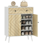 Kingakapp Esik 2 uksega Reguleeritavad riiulid Sahtel 12 paarile kingadele 75x35x97 cm Valge ja naturaalne 75 x 35 x 97 cm