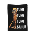 Tung Tung Tung Sahur flanellist visker&auml;ti tekid Itaalia ajum&auml;daniku meemitekkidega diivanile, v&auml;litingimustesse, kerge, &otilde;huke magamistoa tekikott, 130x150cm