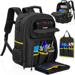 Tugevast materjalist t&ouml;&ouml;riistade seljakott pehmendatud &otilde;larihmadega, eemaldatav organiseerimiskott, veekindel ehitustarvete kott 29.2 cm L x 20.3 cm W x 39.9 cm H black