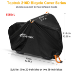 Toptrek Jalgrattakate Veekindel Kaitsekatted V&auml;litingimustes UV-vastane Jalgrattakate Vihma-Lume-Tuulekindel MTB Varjualune Mustuseratas Tarvikud L-210x110x95cm