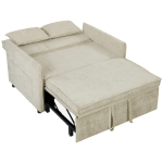Muudetav 2-kohaline diivan 3-in-1 Chenille diivanvoodi 125 cm reguleeritava seljatoega lai iste 2 patja kreem