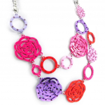 Les Tr&eacute;sors De Lily [H0804] - Collier Cr&eacute;ateur 'Cam&eacute;lia' rose violet Heleroosa