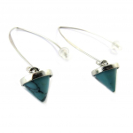 Les Tr&eacute;sors De Lily [N6301] - Boucles 'Navajos' turquoise argent&eacute; t&uuml;rkiissinine
