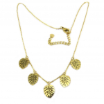 Les Tr&eacute;sors De Lily [P7845] - Kuldne  Jungle  terasest disainerkaelakee (monstera lehed) - 10x9 mm kuld