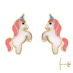 Les Tr&eacute;sors De Lily [R0406] &ndash; K&otilde;rvar&otilde;ngad Licorne My Unicorn roosast valgest kullast (kuld &ndash; 9 karaati) &ndash; 11x6 mm Heleroosa