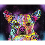 5D teemantmaal v&auml;rviline koer teemanttikandid ristpistes kivist mosaiikmaal 20X30CM