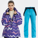 Talvine naiste paks soe suusakost&uuml;&uuml;m v&auml;litingimustes tuulekindel veekindel triibuline suusajope Suusap&uuml;ksid Naiste lumelauakost&uuml;&uuml;m suusakomplekt 2XL