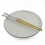 Korduvkasutatavad 23,5 cm ruudukujulised s&ouml;&ouml;gipulgad 304 roostevabast terasest jaapani kullast roosast kullast sushi hashi korduvkasutatavad v&auml;rvilised s&ouml;&ouml;gipulgad 1 paar valge/kuld