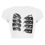 Vintage l&uuml;hikeste varrukatega naiste T-s&auml;rk Y2k Esteetiline graafiline silmaprindiga Crop Top Streetwear Harajuku O-kaelusega gooti t-s&auml;rk Slim M