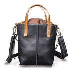 Johnature Leisure Women Bucket Bag Ehtsast nahast vintage k&auml;ekott P&auml;ris veisenahast mitmek&uuml;lgsed &otilde;lakottid must