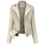 Naiste moe kunstnahast jope, lukuga PU Moto Biker Neet, &otilde;last volangidega &auml;&auml;ris, k&auml;rbitud &otilde;huke mootorrattamantel, vabaaja l&uuml;hikesed &uuml;ler&otilde;ivad s&uuml;giskevadeks XL