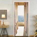 Mere rannaukse kaunistuskleebised Magamistoa Sissep&auml;&auml;s Poiste T&uuml;drukute Tuba 3D-tapeet Looduslik maastik Isekleepuvad koduseina kleebised door decals