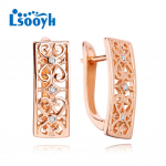 LSOOYH Clip K&otilde;rvar&otilde;ngad Roosa kullav&auml;rvi Moodne K&otilde;rvar&otilde;ngas Naistele Ruudukujulised Cubic Zirconia Stud K&otilde;rvar&otilde;ngad Ehted A