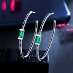 CMM &otilde;rnad pisikesed mustad kuupmeetrist tsirkooniumoksiidist suured ringikujulised r&otilde;ngask&otilde;rvar&otilde;ngad naistele smaragdroheline