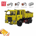 MOLD KING Tehnilised ehitusm&auml;nguasjad poistele APP RC Motoriseeritud kolmesuunaline kallurauto mudel, klotsid klotsid lastele j&otilde;ulukingid kollane