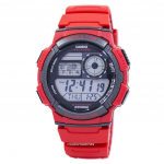 Casio Youth World Time Alarm World Map AE-1000W-4AV AE1000W-4AV Meestekell punane