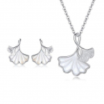ANENJERY Shell Ginkgo Leaf Kaelakee K&otilde;rvar&otilde;ngaste Ehete Komplekt Naistele Elegantne juubeliehete Kingitus Bijoux Femme Hulgim&uuml;&uuml;k Resizable h&otilde;be