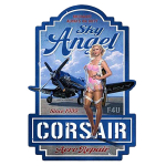 Les Tr&eacute;sors De Lily [A3229] &ndash; Retro metallist tahvel &bdquo;Sky Angel Corsair&rdquo; vintage sinine &ndash; 60x45 m sinine