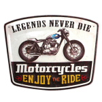 Les Tr&eacute;sors De Lily [R6613] - Retro metallist tahvel 'Motorcycles' must valge vintage - 35x25 cm (Legendid ei sure kunagi) must