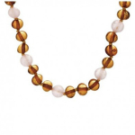 Les Tr&eacute;sors De Lily [R5560] &ndash; k&auml;sitsi valmistatud beebikaelakee  Inspiration  merevaigust roosa kvarts (klipp) - 32 cm 6 mm pruun