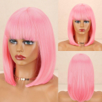 MISS WIG Roosa &otilde;lgade pikkusega sirge Bob parukas s&uuml;nteetilisest kiust l&uuml;hike must heleblond roosa Cosplay igap&auml;evaseks kandmiseks