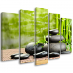 Viieosalise pildiga l&otilde;uendiprint Zen Spa Bamboo Stones 100x70 roheline