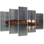 Viieosalise pildiga l&otilde;uenditr&uuml;kk Zen Spa Candle Wood 100x70 hall v&auml;rv