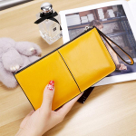 IELGY naiste pika rahakoti t&otilde;mblukk Korea stiilis, suure mahutavusega k&auml;epide kollane