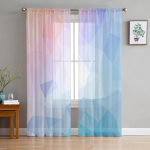Pol&uuml;goonoranž geomeetriline t&uuml;ll Voile kardinad Hotelli kodukaunistus L&auml;bipaistvad kardinad elutuppa Magamistoa &scaron;ifoonist tr&uuml;kitud kardinad 1 PCS W250XH250cm