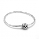 925 h&otilde;bedane Snake Chain Charm k&auml;ev&otilde;ru, mis sobib originaalse Euroopa helmestega 17cm