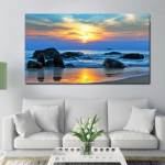 USALDUSV&Auml;&Auml;RNE KUNST Maastikupildid L&otilde;uendmaalid Mere p&auml;ikeseloojangu plakat koju Seinakunstitr&uuml;kid elutoa kaunistamiseks Ilma raamita 20*40cm