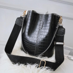 Vintage krokodillimustriga &uuml;ks &otilde;lakott Suure mahutavusega mitmek&uuml;lgne lai &otilde;larihm Crossbody kott k&auml;eshoitav kandekott must
