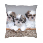 Isikup&auml;rastatud kolm armsat shih tzu padjap&uuml;&uuml;ri kaunistus kaasaegne koer loomapadja kaunistus salongi ruudukujuline padjap&uuml;&uuml;r 30x30cm 12x12in