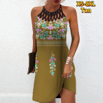 Suvine mood Seksikas varrukateta kleit Pehme vabaaja 3D s&uuml;mmeetriline lilledega kleit Varrukateta kleit Suvine sukkadega kleit 7XL