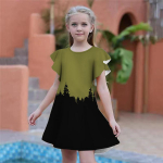 T&uuml;drukutele Rohelise k&uuml;pressitr&uuml;kiga kleidid Lastele T&uuml;drukute Peokleit Liibuv Liibuv L&uuml;hikeste Varrukatega Seelik &Uuml;le 4-aastastele T&uuml;drukutele 80 pruun