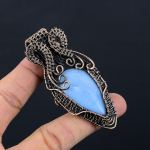 Owyhee Opal kalliskivi puhtast vasest traati m&auml;hitud k&auml;sitsi valmistatud ehteripats talle 3.15 Inches